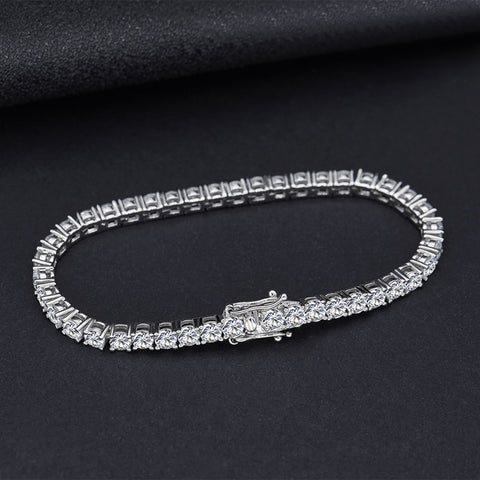 Sterling Silver Created Moissanite Gemstone Bangle Bracelet